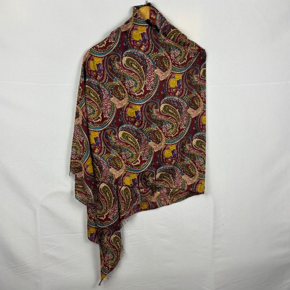 Cejon Scarf Wrap Shawl 70" X 44" NWT Fringe Fall colors Lightweight Paisley - Picture 3 of 10